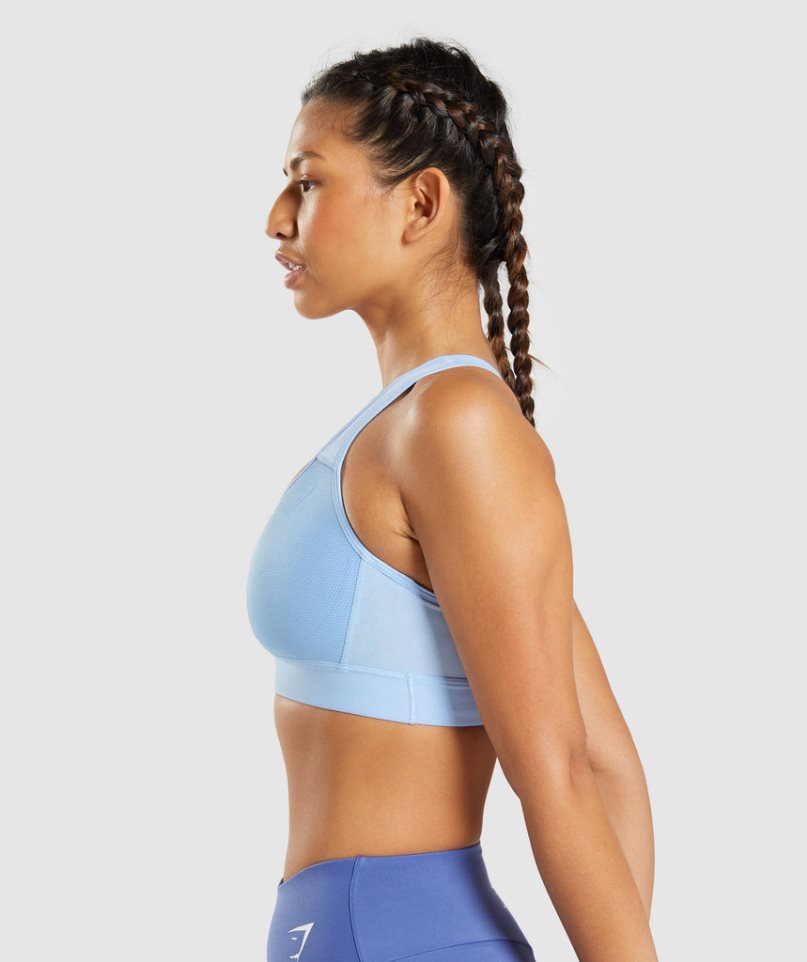 Women's Gymshark Lightweight High Support Sports Bra Light Blue | NZ 8KZBNL